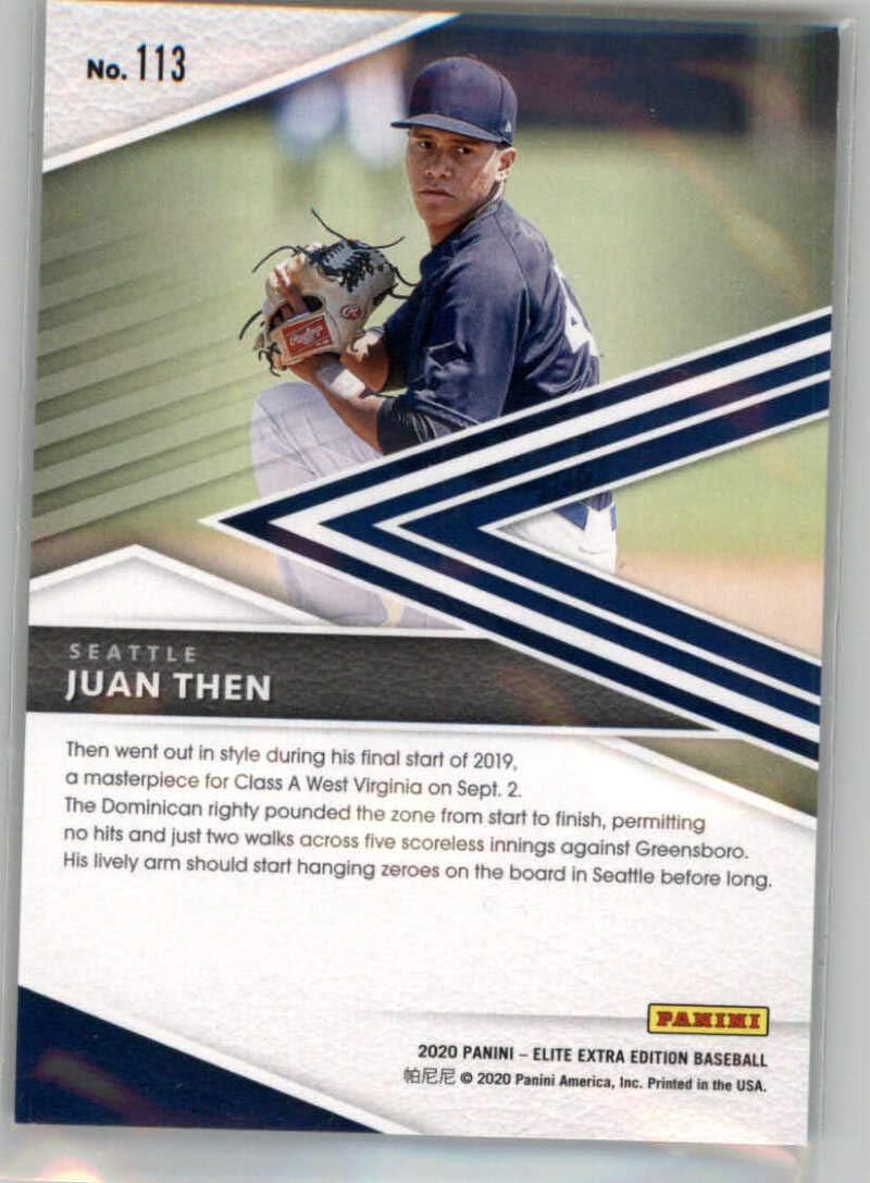 2020 Panini Elite Extra Edition Prime Numbers Gold #113 Juan Then SER/24 Seattle Mariners Draft/Prospect/Pre Rookie Baseball Trading Card in Raw (NM Near Mint) or Better Condition
