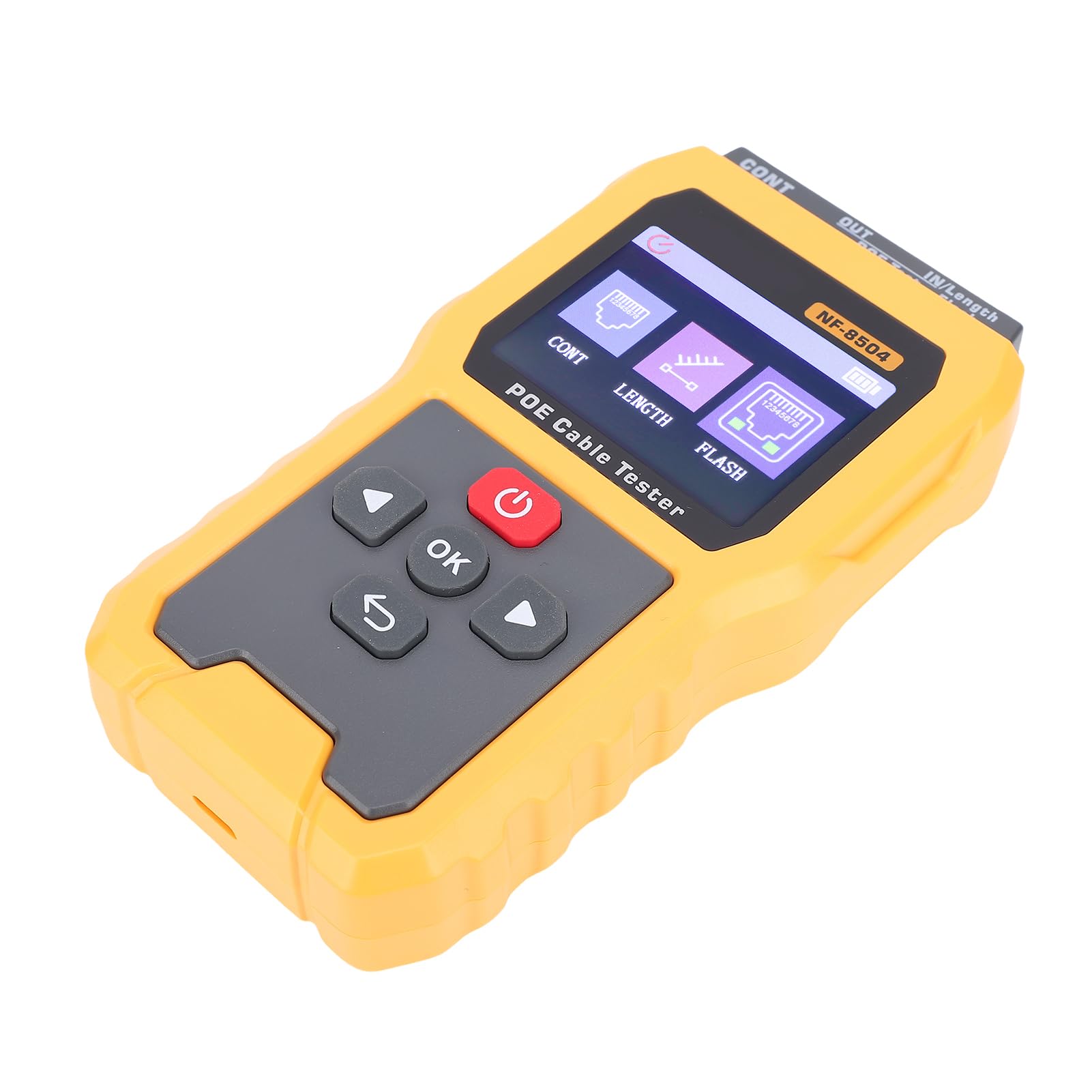 Hyuduo Tester per Cavi PoE, Materiale ABS, Schermo da 2,4 Pollici, Misurazione della Lunghezza del Cavo e Test di Carico di Potenza per Cavi CAT5 CAT6, Ideale per Tecnici e Professionisti di Rete