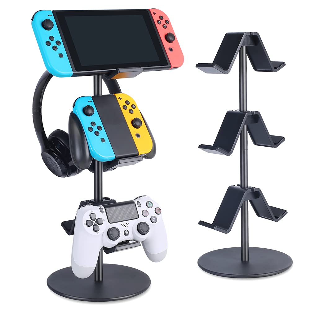 Controller Stand 3 Tier Headphone Holder Multi Adjustable Game Controller Headset Hanger for All Universal Gaming PC Accessories