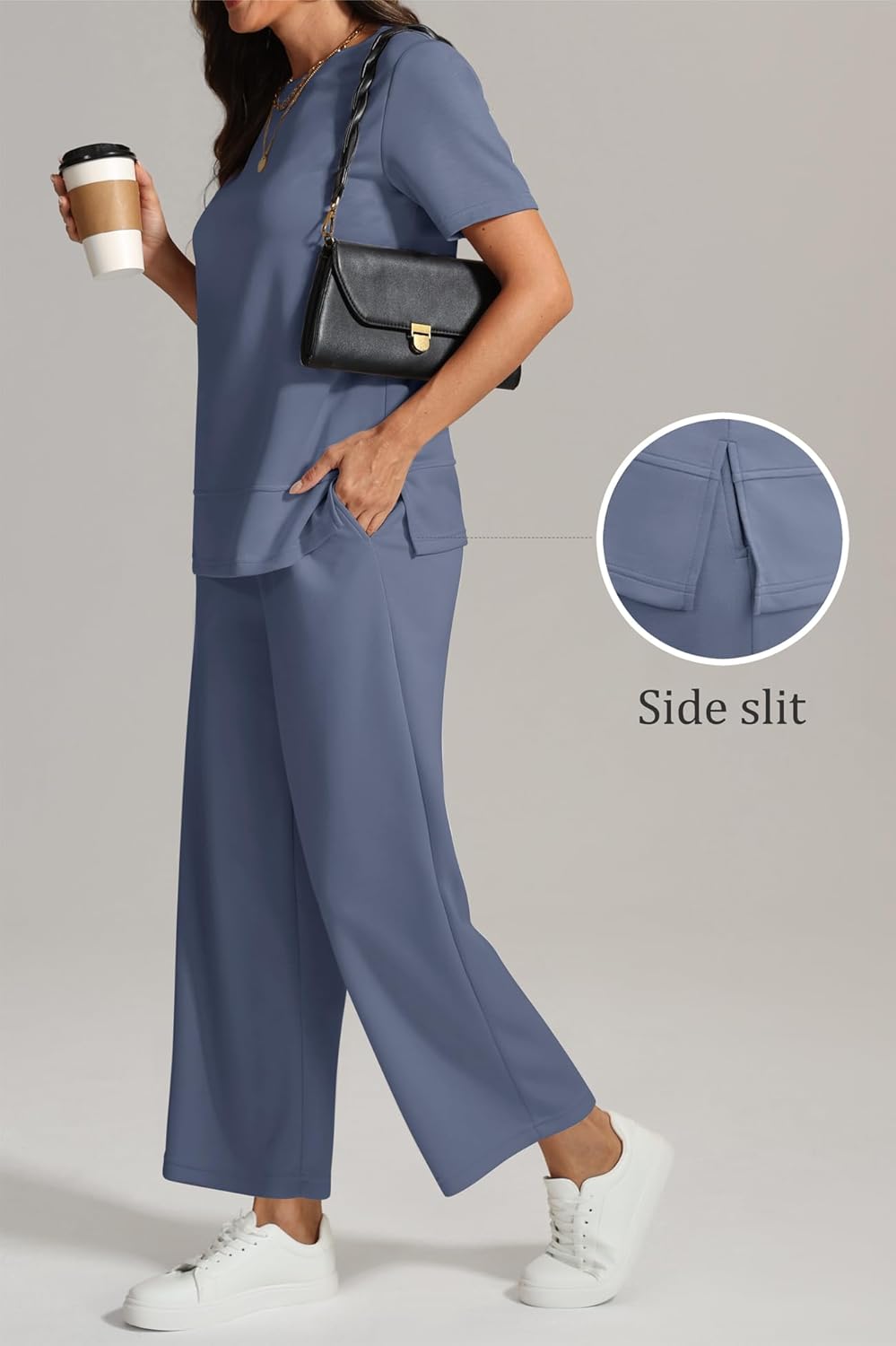 ATHMILE Womens 2 Piece Lounge Set Fashion Travel Outfits Summer Beach Vacation Tracksuit Comfy Wide Leg Airport Loungewear - Image 4