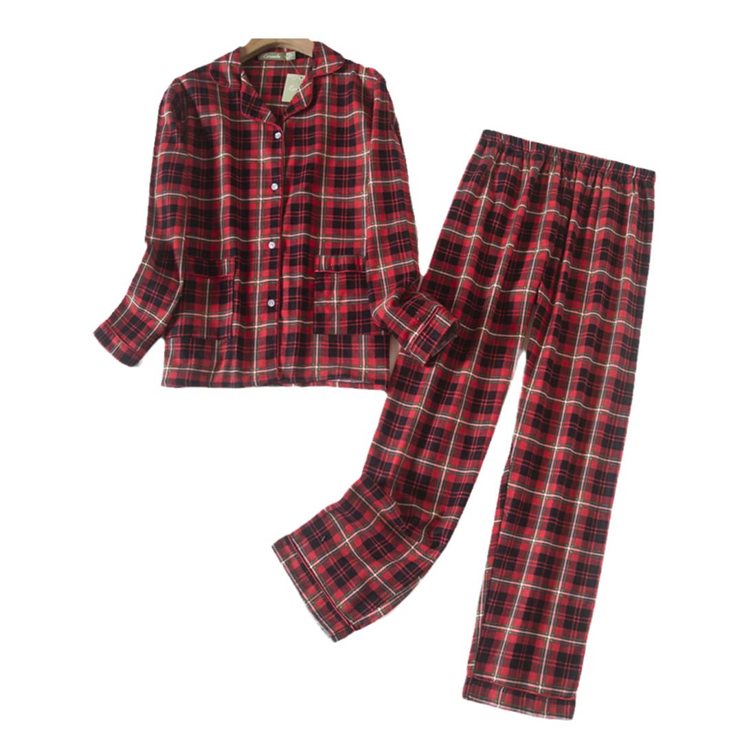 Conjunto de Pijama de Invierno para Mujer,Franela de algodón, Pantalones Largos, Traje para Dormir, 14 M