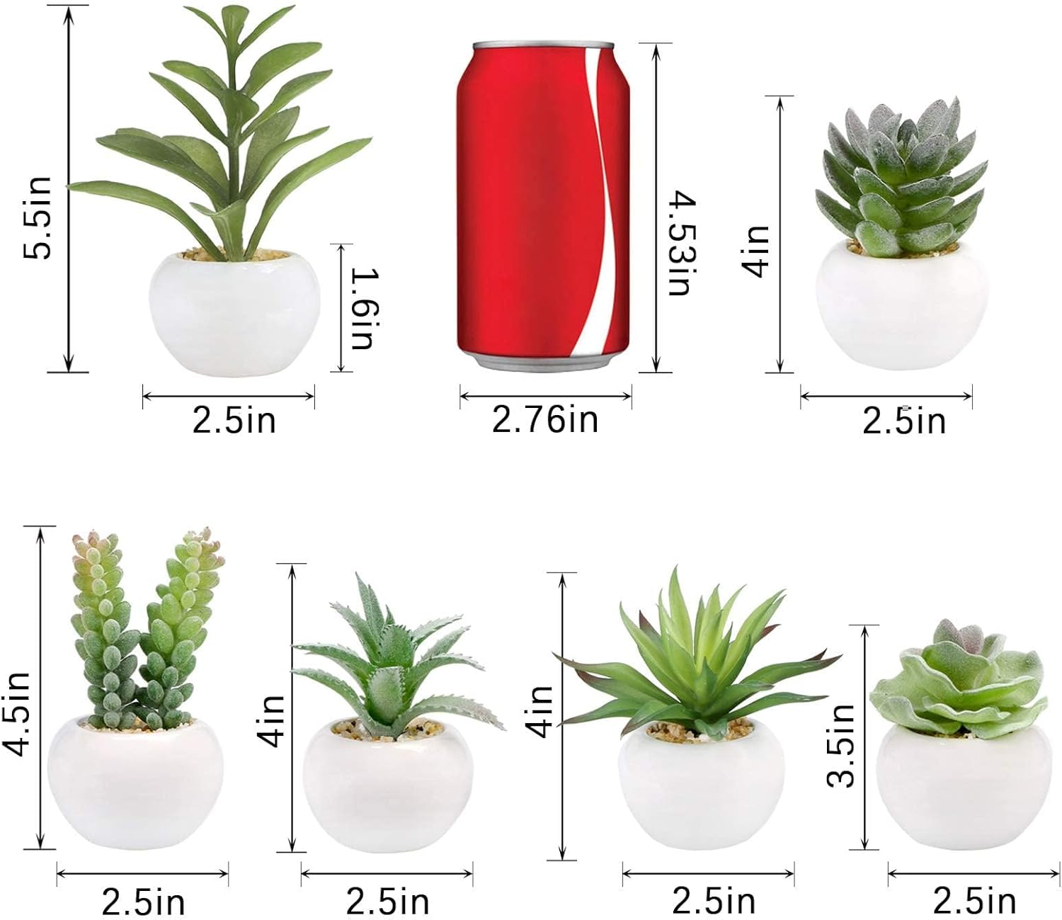 GREENTIME 6 Pcs Artificial Succulents in Ceramic Pots Small Fake Plants image 2