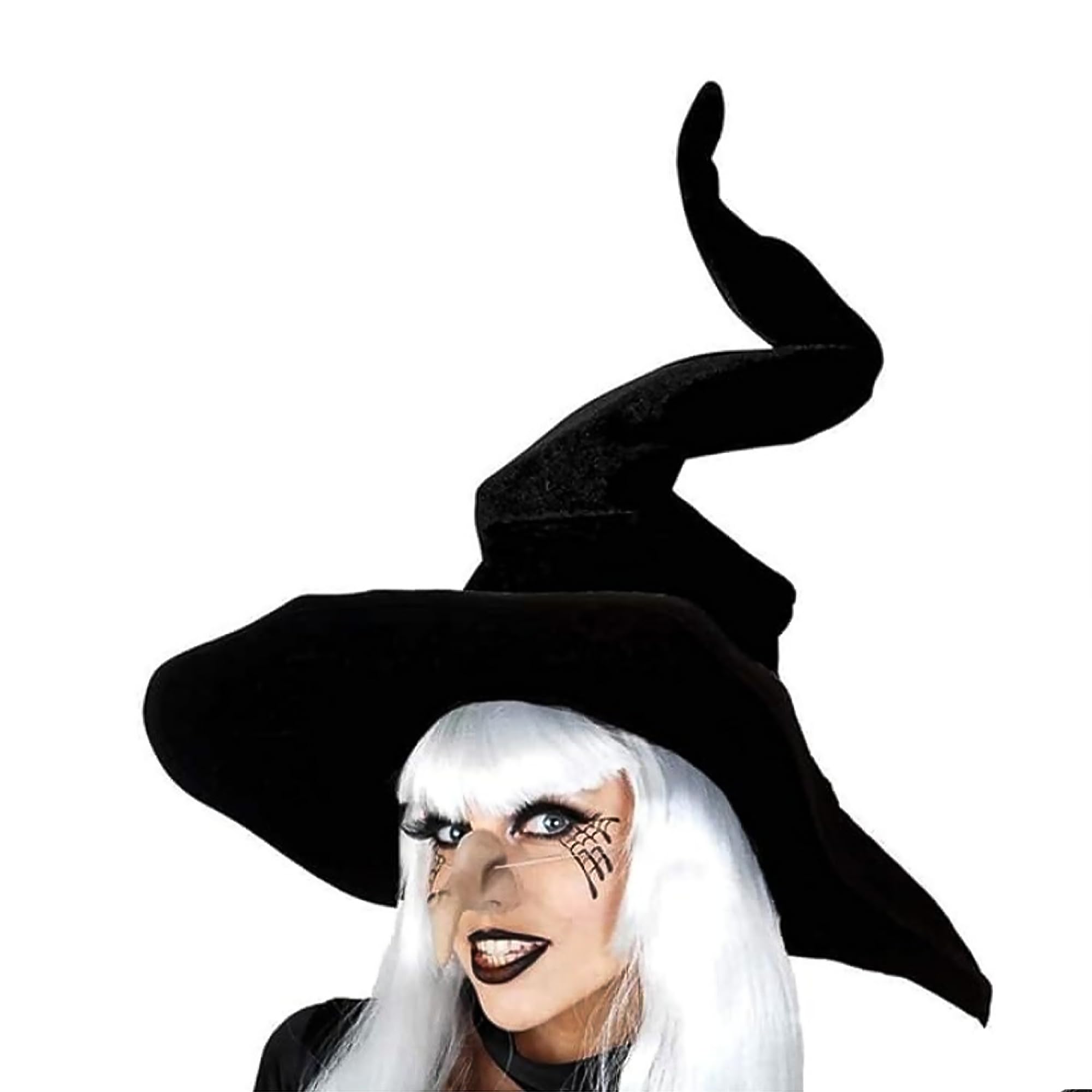 Gwezmxs Witches Hat Adult, Wizard Hats with Curved Brim Unisex for Cosplay, Halloween Costume Accessory, Black