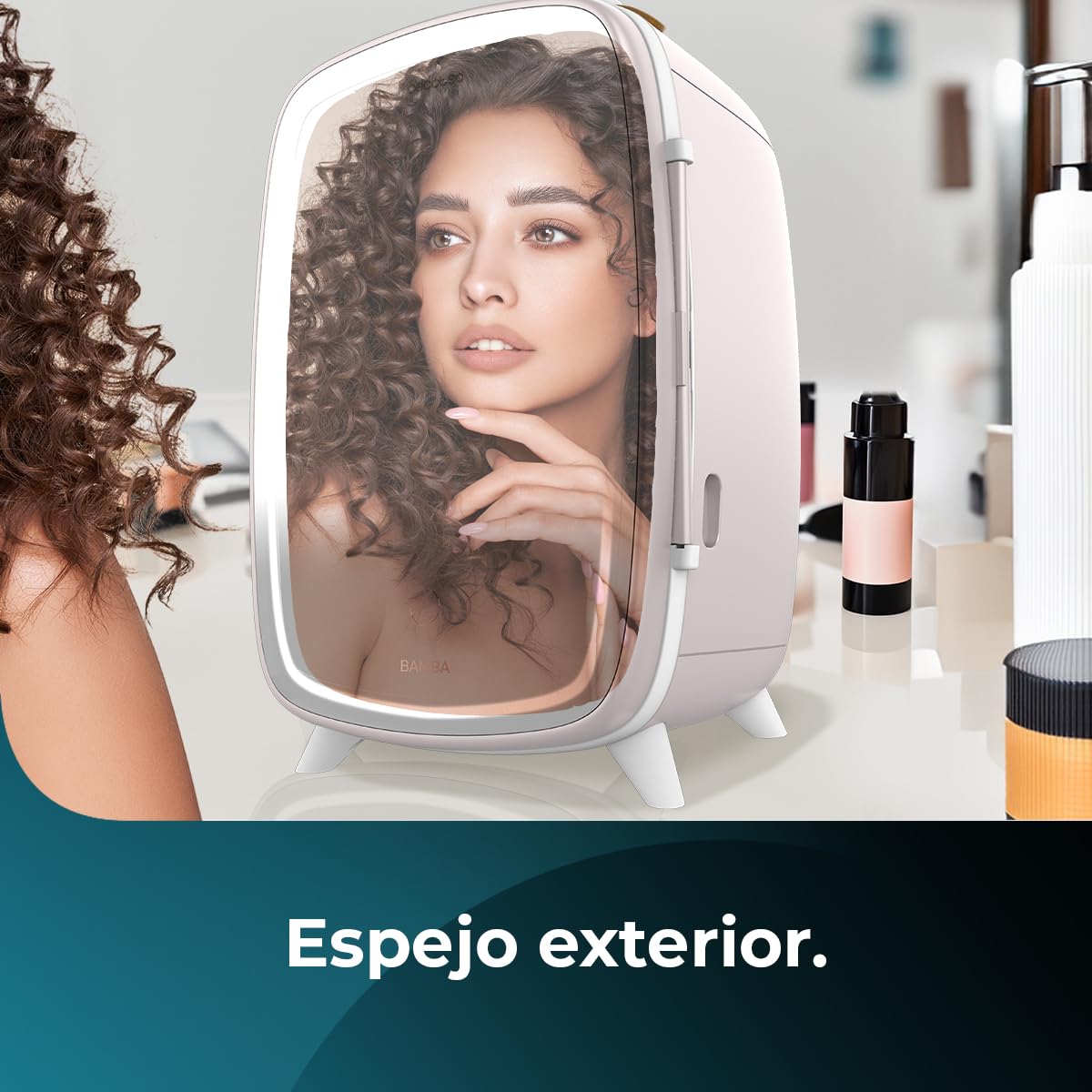 Cecotec Nevera Pequeña de Cosméticos 6L Bamba CoolingBeauty 6000 Mirror Rose. Mini Frigorífico con Puerta con Espejo Exterior, Lud LED con 3 Intensidades, Enfriamiento de hasta 10ºC - 5