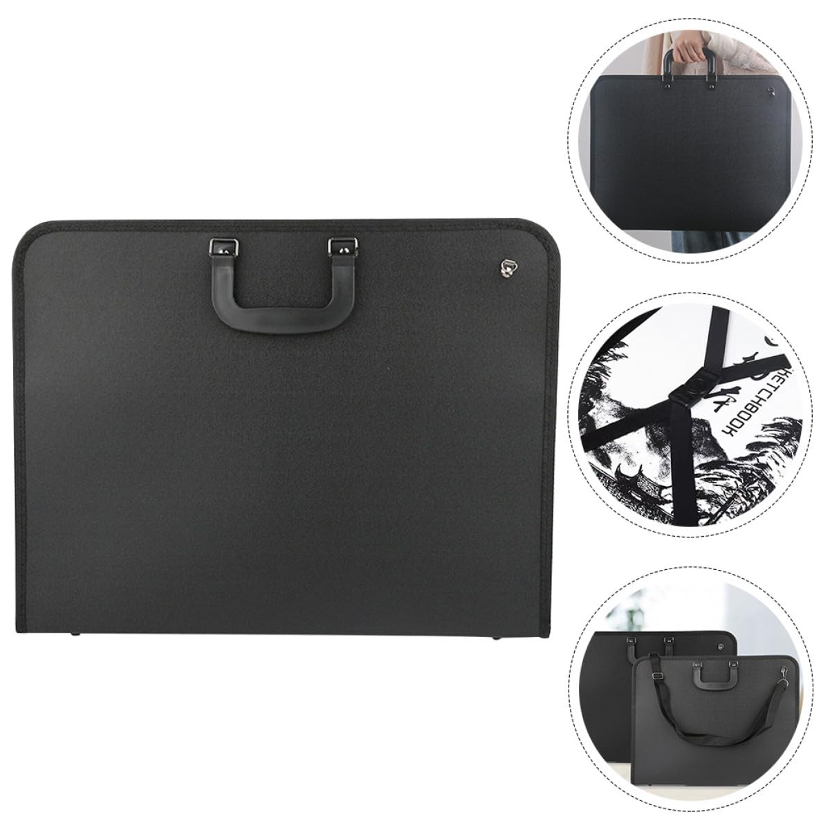 Borsa per Artisti A3 Oxford 600d Nero, Facile da Trasportare e Portatile con Manico, per Studenti D'arte e Conservazione Disegni