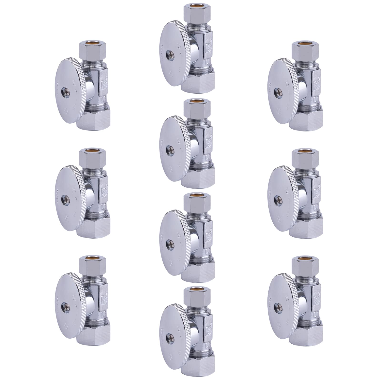 Hausen 1/2 in. Nominal Compression Inlet x 3/8 in. O.D. Compression Outlet 1/4-Turn Straight Valve, 10-Pack