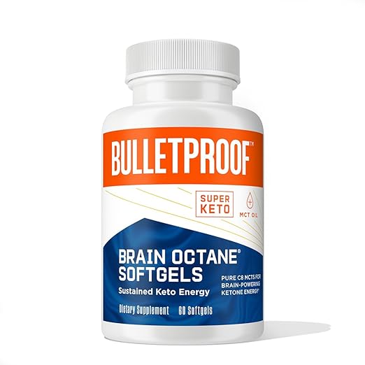 Bulletproof Brain Octane Softgels, 60 Count, Pure C8 MCT Oil for Sustained Ennergy