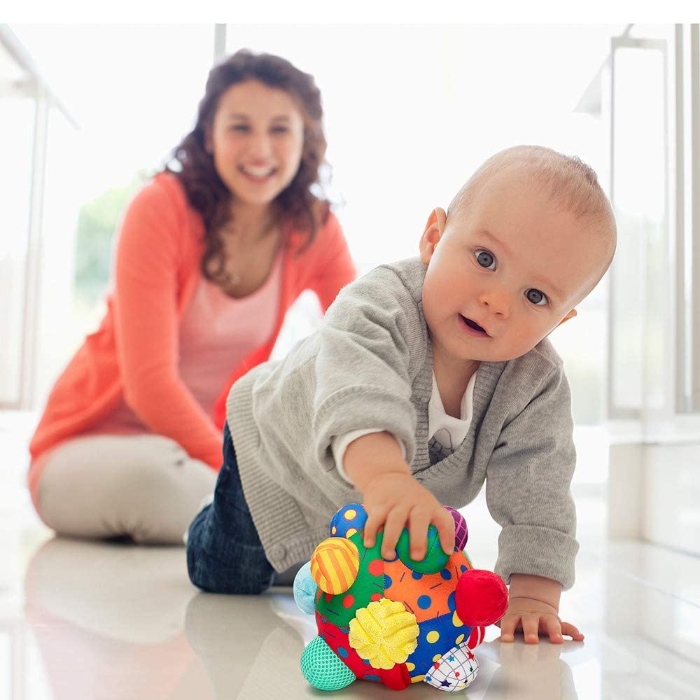 Juguete de bola bailarina para bebé, juguete sensorial de bola con baches de desarrollo, fácil de agarrar, ayuda a desarrollar habilidades motoras para niñas y niños a partir de 12 meses 7
