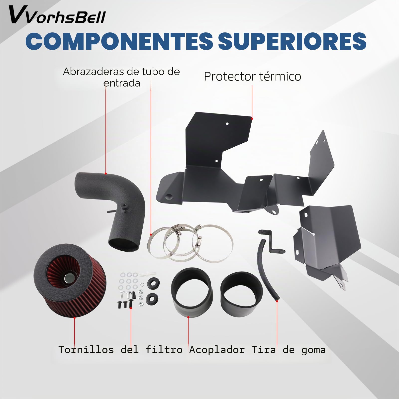 Kit de admisión de aire frío compatible con VW Golf MK5 1.9 TDI y 2.0L TSI (04-14) Jetta Passat (05-14), sistema de admisión de aluminio de alto rendimiento con escudo térmico y filtro