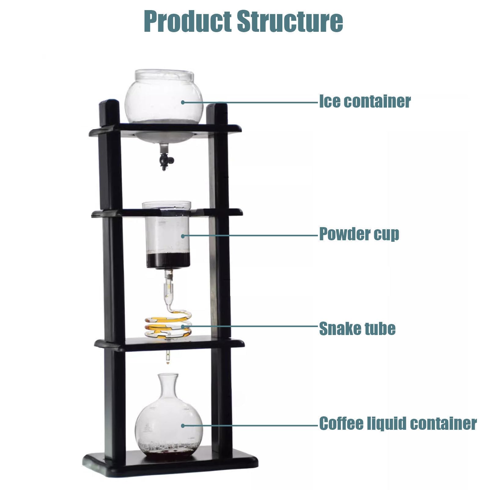 5-8 Personen Iced Coffee Cold Brew Drip Tower Kaffeemaschine Aus Holz, Produktkapazität 1000 Ml, Mit Slow Drip-Technologie, Für Das Home Office