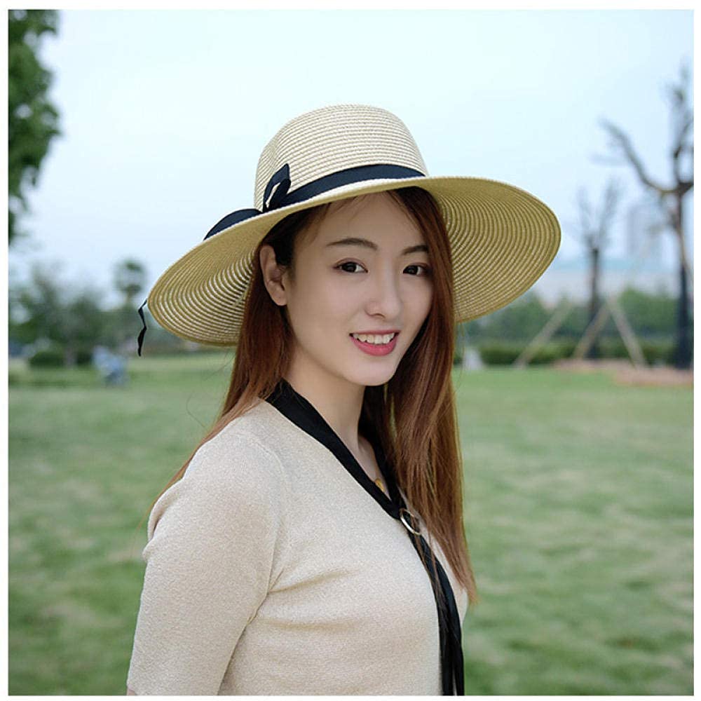 Sombrero para el Sol Paja Mujer Floppy Plegable Bowknot Playa