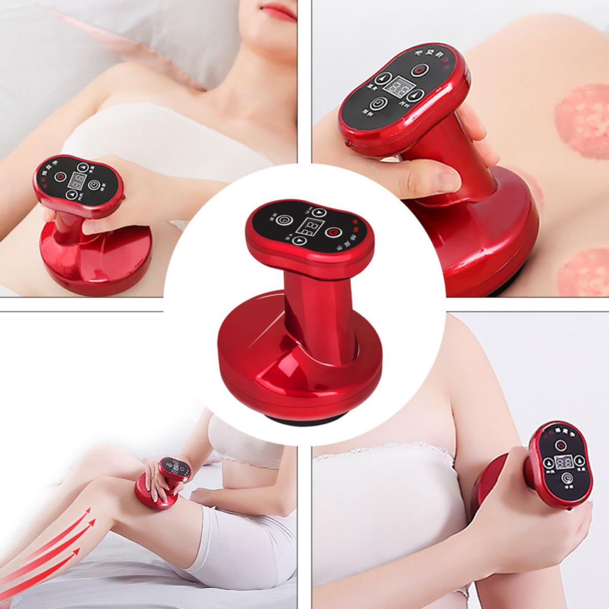 Homoyoyo Dispositivo Elettrico per Massaggio Guasha Funzione Drenante Anticellulite e Rilassante, in Abs Rosso per Automassaggio Muscolare e Trattamento Corpo