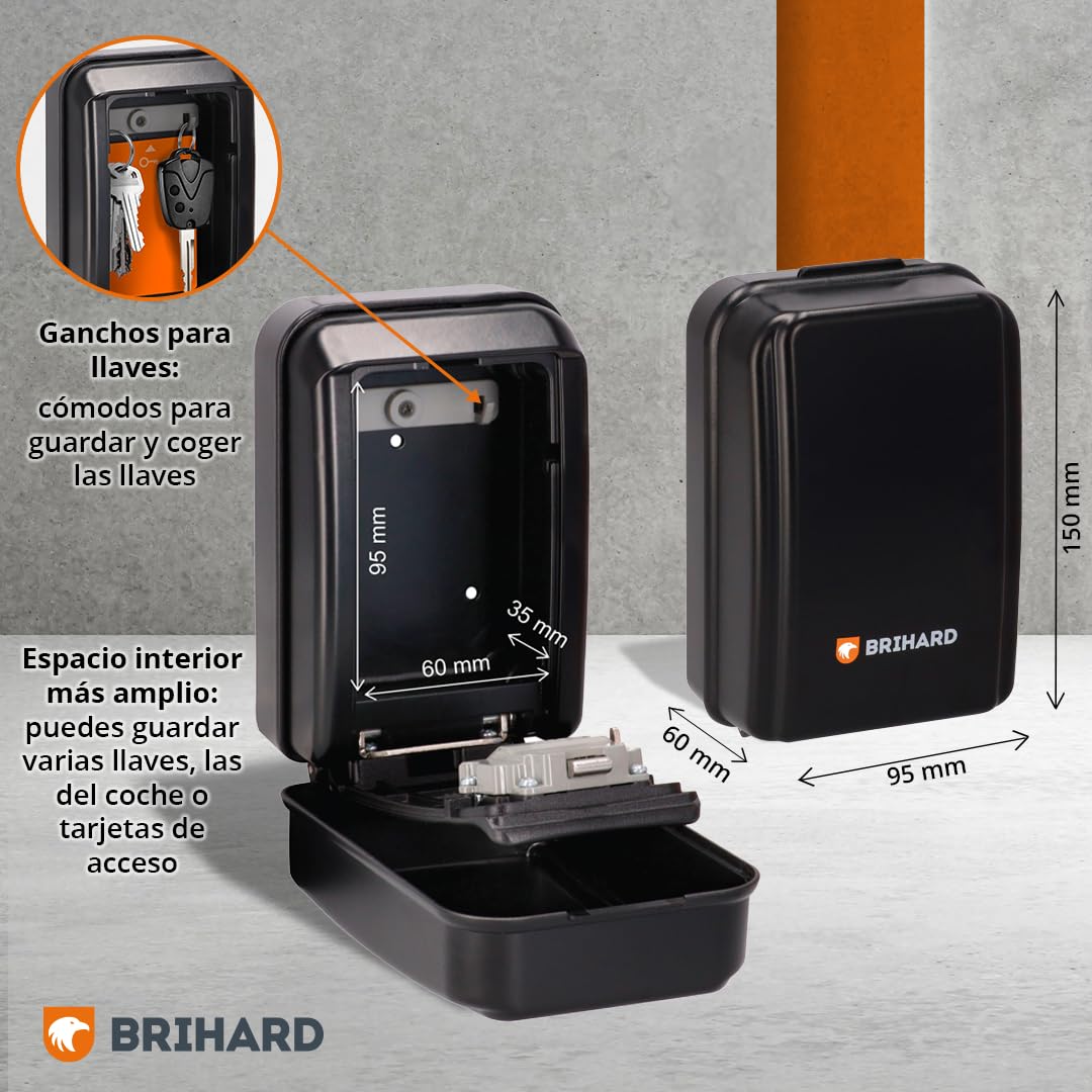 Caja Seguridad Llaves All Season XL Con Protector Impermeable, para Pared Exterior, Segura con Cerradura de Combinación de 4 Dígitos, Resistente a la Intemperie para Llaves de Casa y Coche