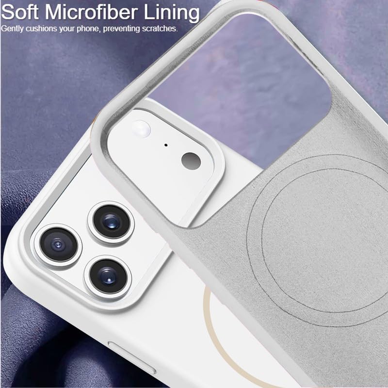 Image of LuxuryKase Silicone Magnetic Case for iPhone 17 Pro Max | Soft Microfiber Lining | MagSafe Support | Shockproof Protective Cover | Precise Cutouts | Slim Fit Design - White