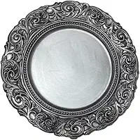 Sousplat Redondo para Mesa Posta Ideal para Jantares, Festas, Casamentos, Eventos Formais, Almoços, Ceias e Decoração de Buffet (Prata)