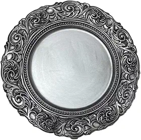 Sousplat Redondo para Mesa Posta Ideal para Jantares, Festas, Casamentos, Eventos Formais, Almoços, Ceias e Decoração de Buffet (Prata)