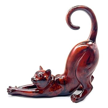 ストレッチする猫の置物 ストレッチしている 猫 の像 置物 ガーデニング 庭 ねこ : B&E