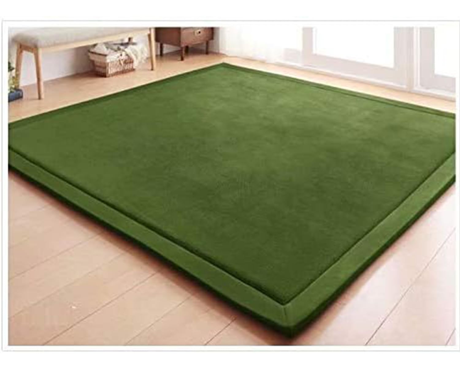 SKADE 200 * 240cm Extra Large Baby Play Mat Nursery Decor Rug 3cm Rug Non-Slip Rug Pads Area Rug Play Mats for Babies and Toddlers Non-Toxic Area Rugs Used for Living Room (Deep Green)