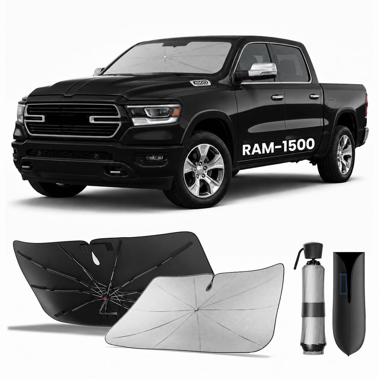 Photo 1 of [Broke] Zanch Windshield Sun Shade Umbrella Custom Fit for Ram 1500 2011-2026LPNO593466592