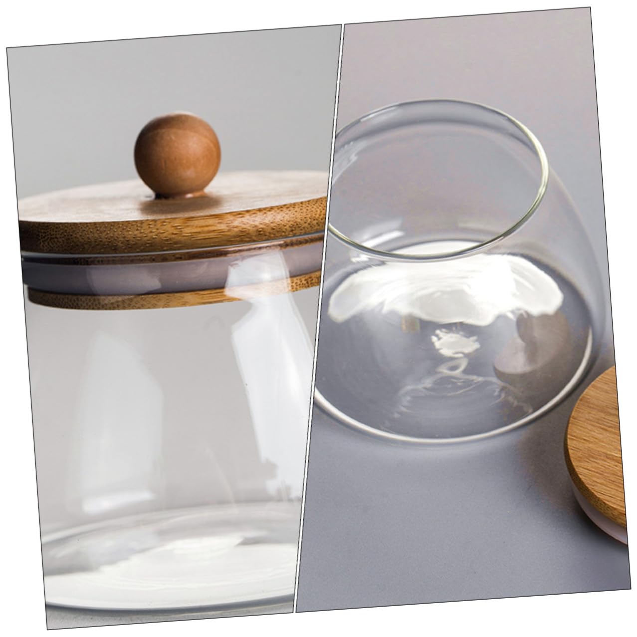 Barattoli in Vetro Borosilicato Coperchio in Bambù, Barattoli per Dolciumi Tenuta, Contenitori per Snack e Conservazione Alimenti, Set da 2 Pezzi per Feste