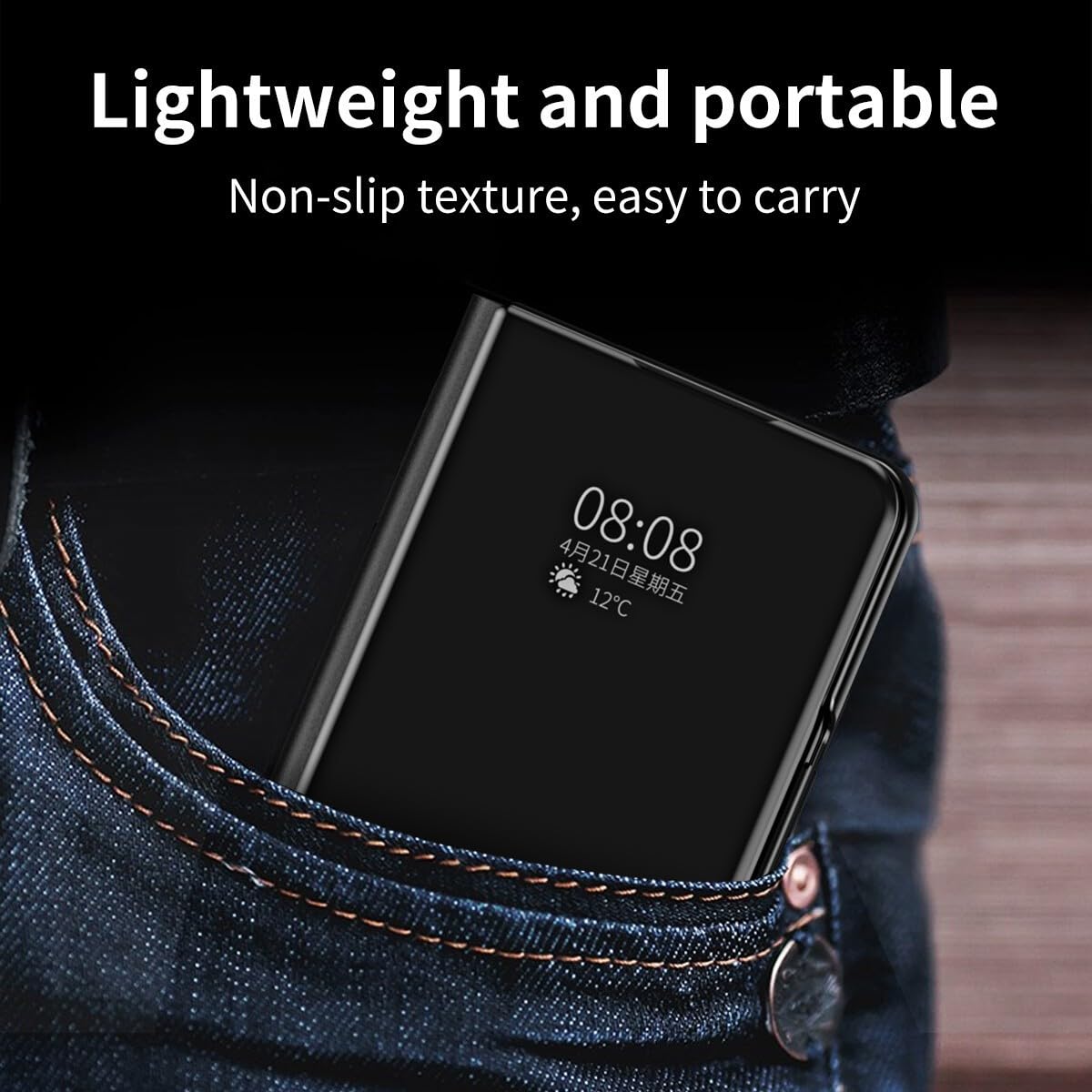 Generic Funda compatible con Samsung Galaxy Z Fold 4 (color: dorado) con espejo magnético y tapa trasera rígida