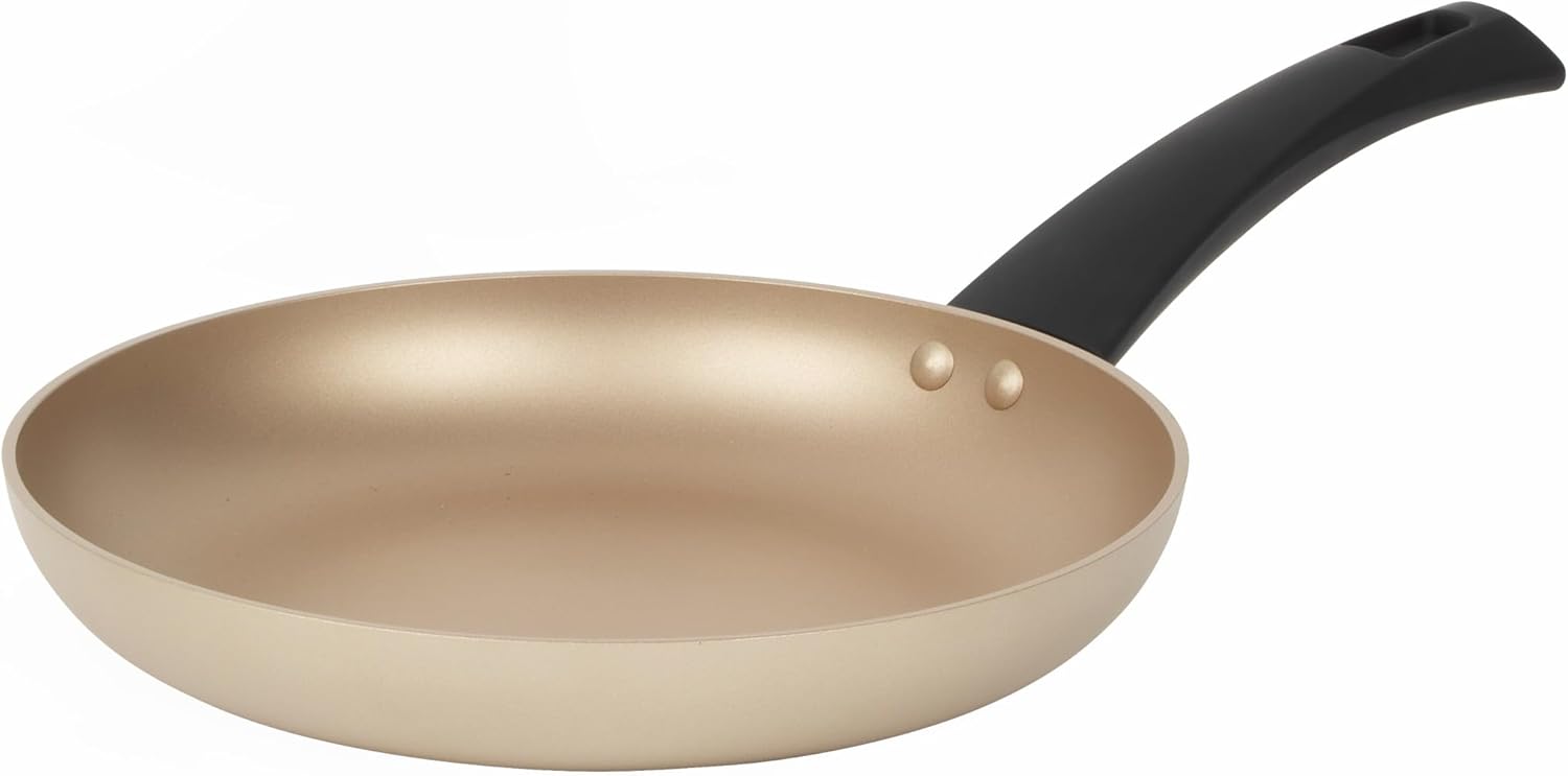 Salter BW11103EU7 24cm Non-Stick Frying Pan, Olympus Design, Durable Non-Stick Coating, PFOA Free, Induction Compatible, Easy Clean, Soft Handles, Gold/Black