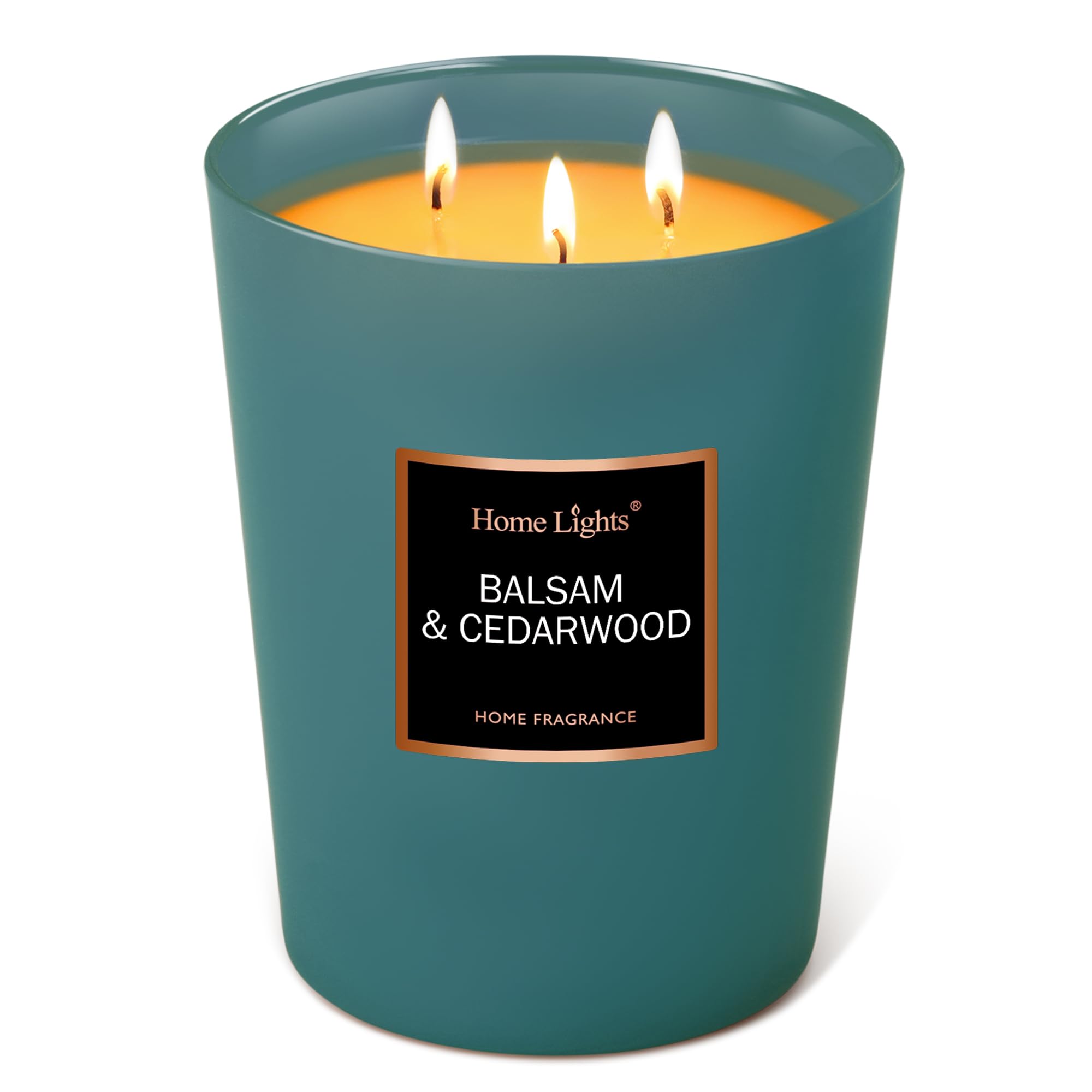 Home Lights Highly Scented Soy Candles Big 33.3 oz for 3 Cotton Wicks, Smokeless Long Lasting 130 hrs in Balsam & Cedar. 5x6, Great Gift for Women & Men
