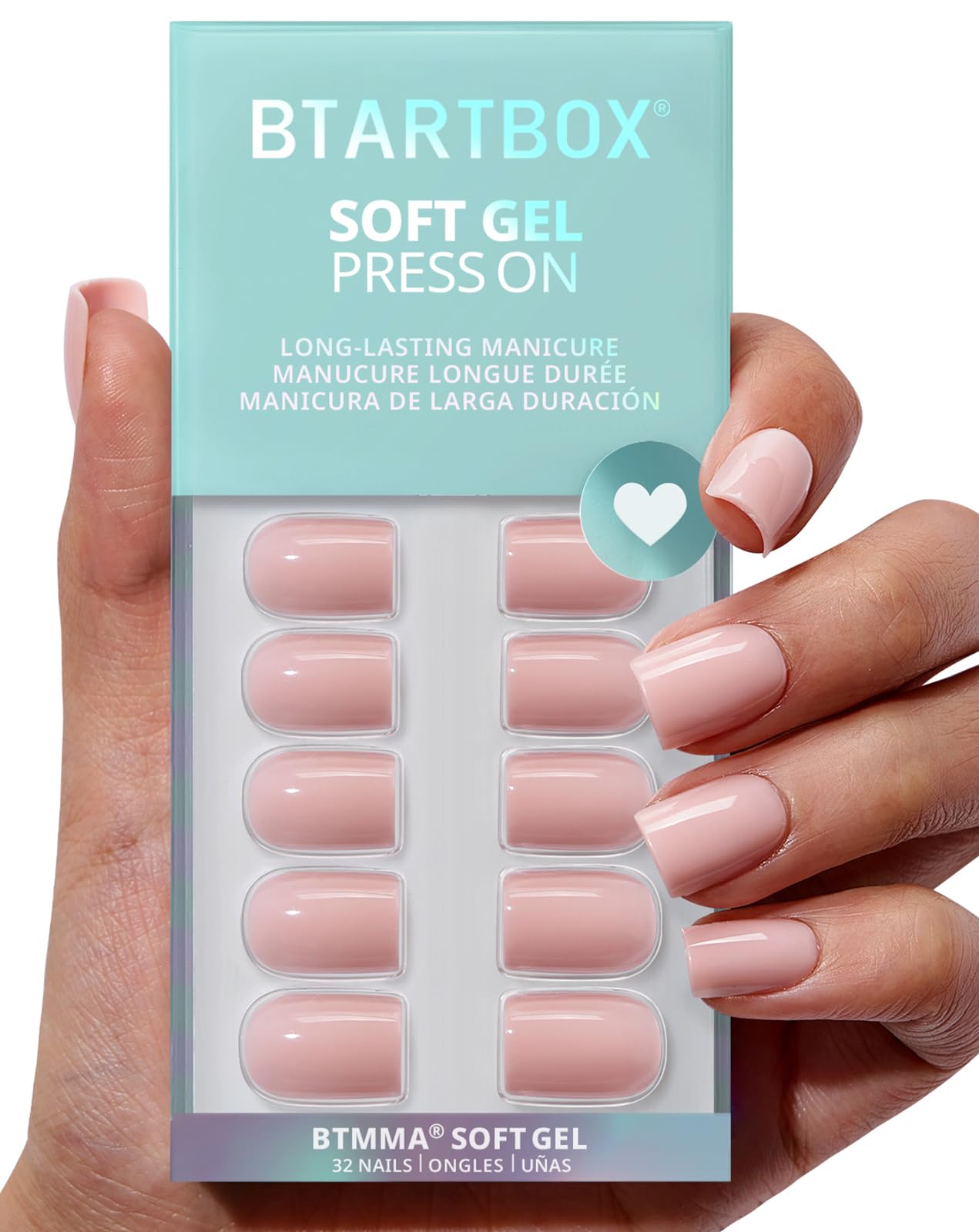 BTArtbox Press On Nails French Tips - 32 Pcs Short Square False Nails With Nail Glue and Adhesive Nail Tabs, No Fade Out Stick On Nails in 16 Sizes, Soft Gel Fake Nail for Women, Classic White — view 69