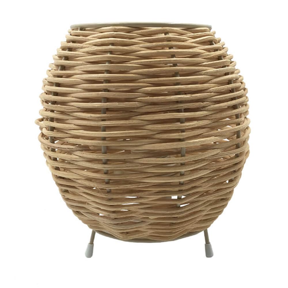 Lámpara de Mesa Pantalla de Mimbre, Casquillo E14 (Max. 40W), Estilo Natural Nórdico, Luz Decorativa sobremesa de noche, para habitaciones o escritorios (SUNNE)