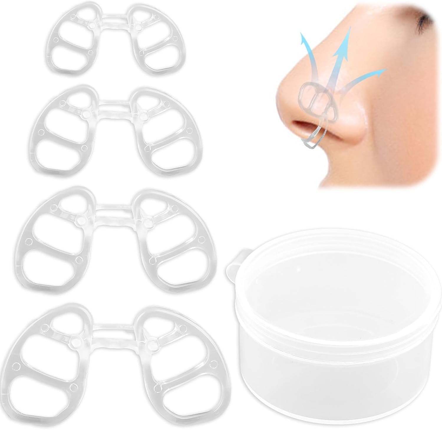 4 Silicone Mute Nasal Dilator for Snore Reduction - Anti-Snoring Aid Solution - 4 Sizes, Improve Airflow - Breathe Better, Sleep Better, Comfortable Nose Vents, Breathing Aids for Better Sleep