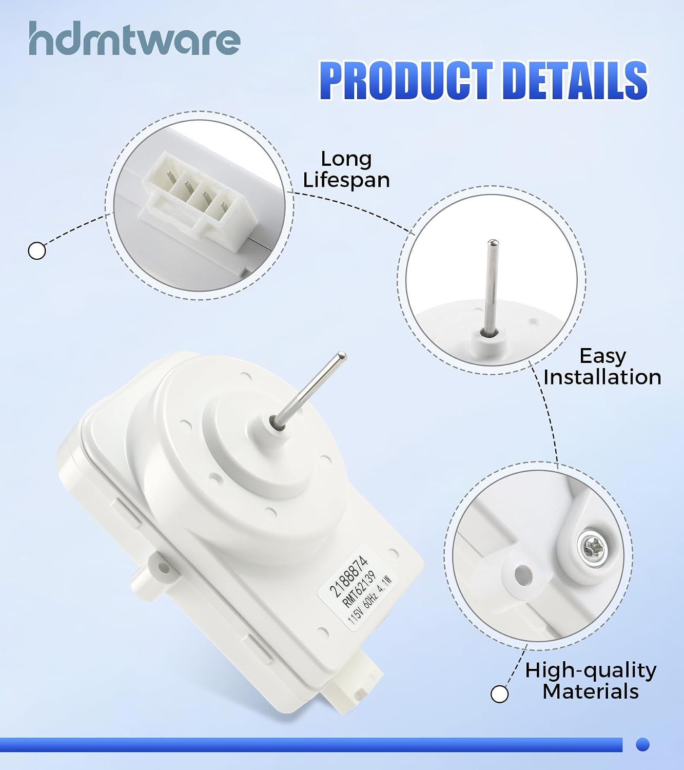 2188874 W10508362 Refrigerator Condenser Fan Motor 4 Pins 115V 60HZ