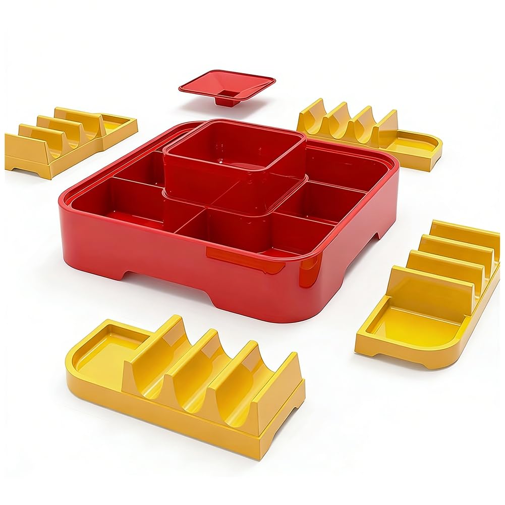 Hndhbfgrt For A Party Bar Serving Set- Taco Bar, Tortilla Plate with 4-Compartment Holders& Non-Slip Tray Base