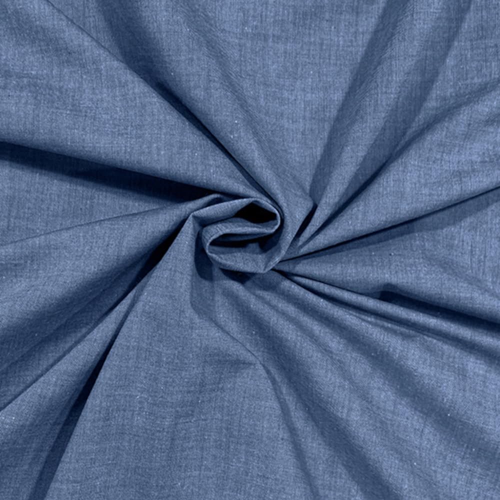 Oh Sew Crafty Limited Royal Blue Chambray Fabric Yarn Dyed Woven 100% Cotton Dressmaking 144Cm Wide (Price Per Metre) (Royal Blue)