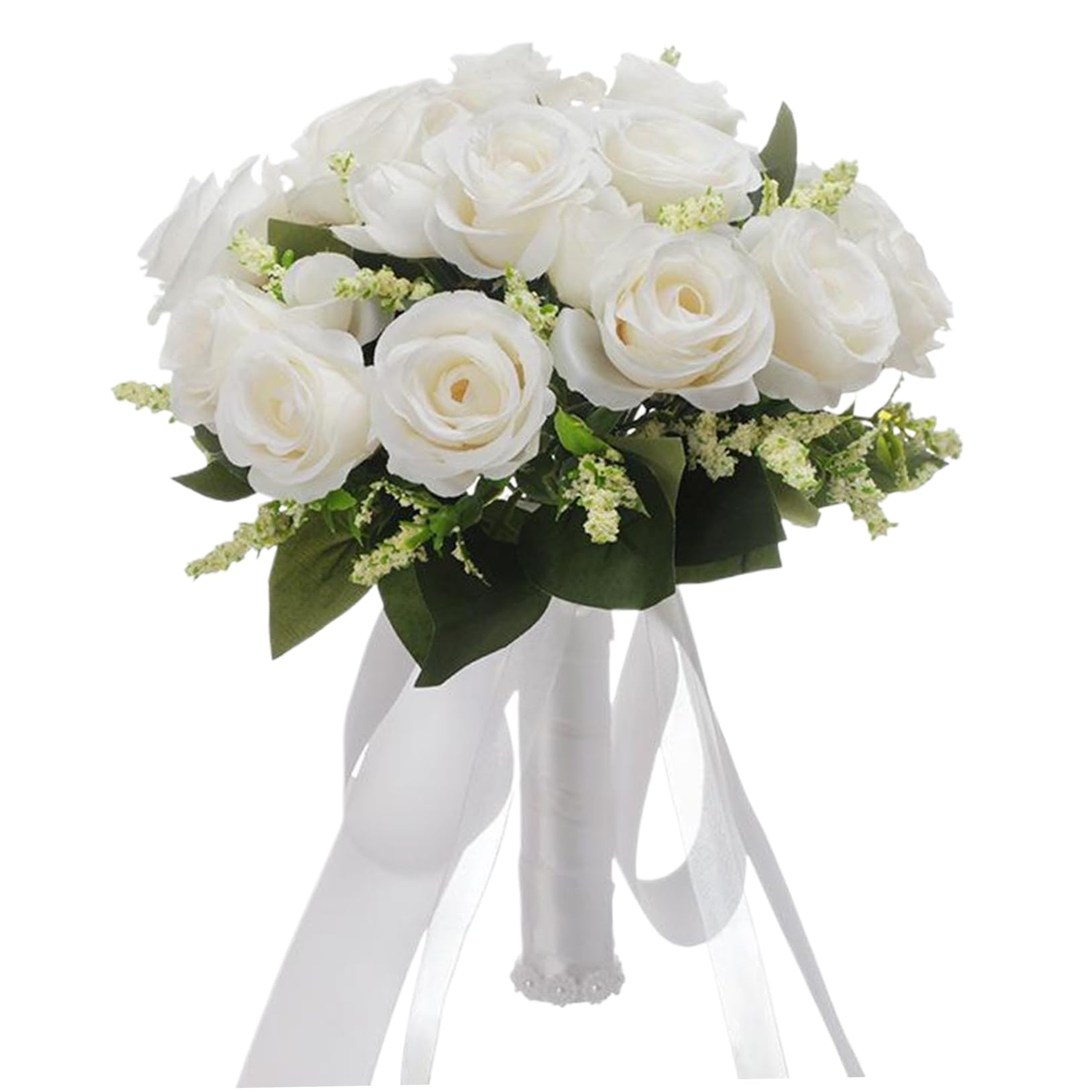 Grsrkep Wedding Bouquets for Bride, Artificial Rose Flower Bridal Bouquet with Silk Ribbon, Hand Holding Bridesmaid Bride Bouquets for Wedding Party Valentine's Day Home Decor