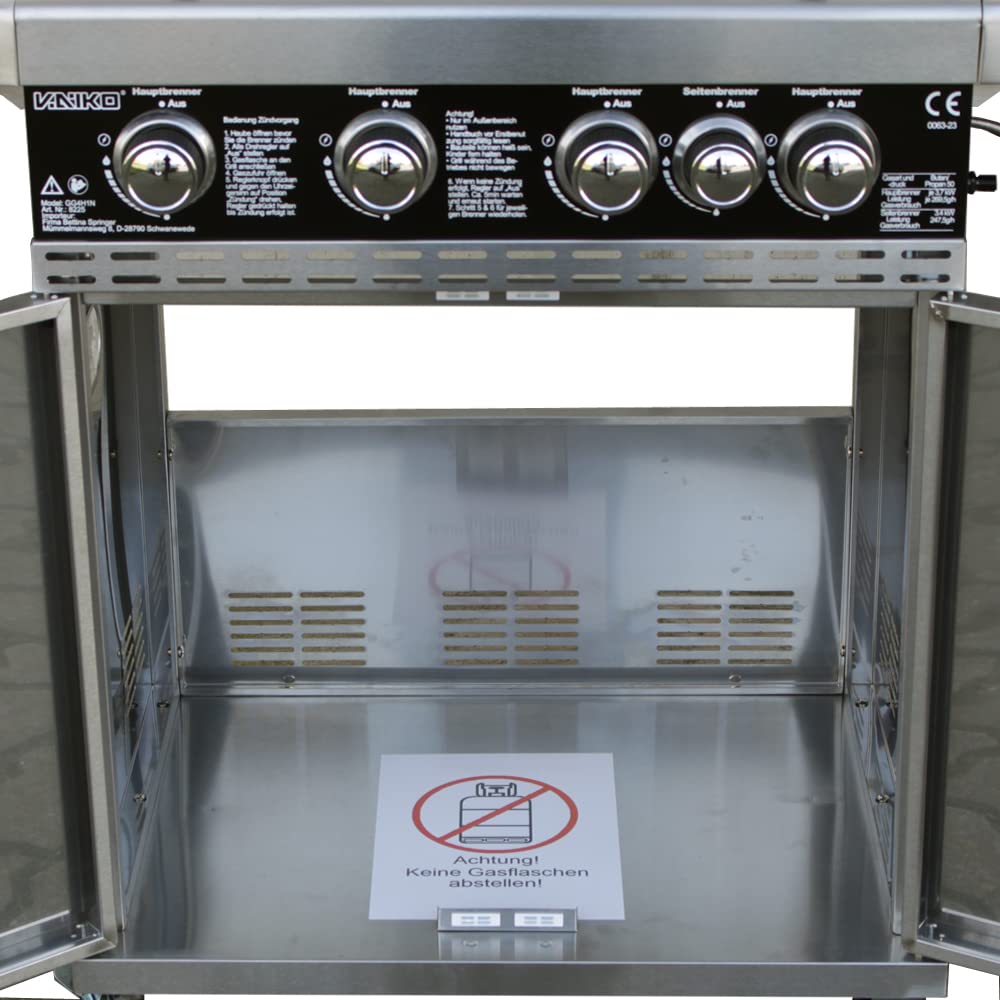 Chef 4 Gasgrill Echte Edelstahl Konstruktion Grillstation Grillwagen 4+1