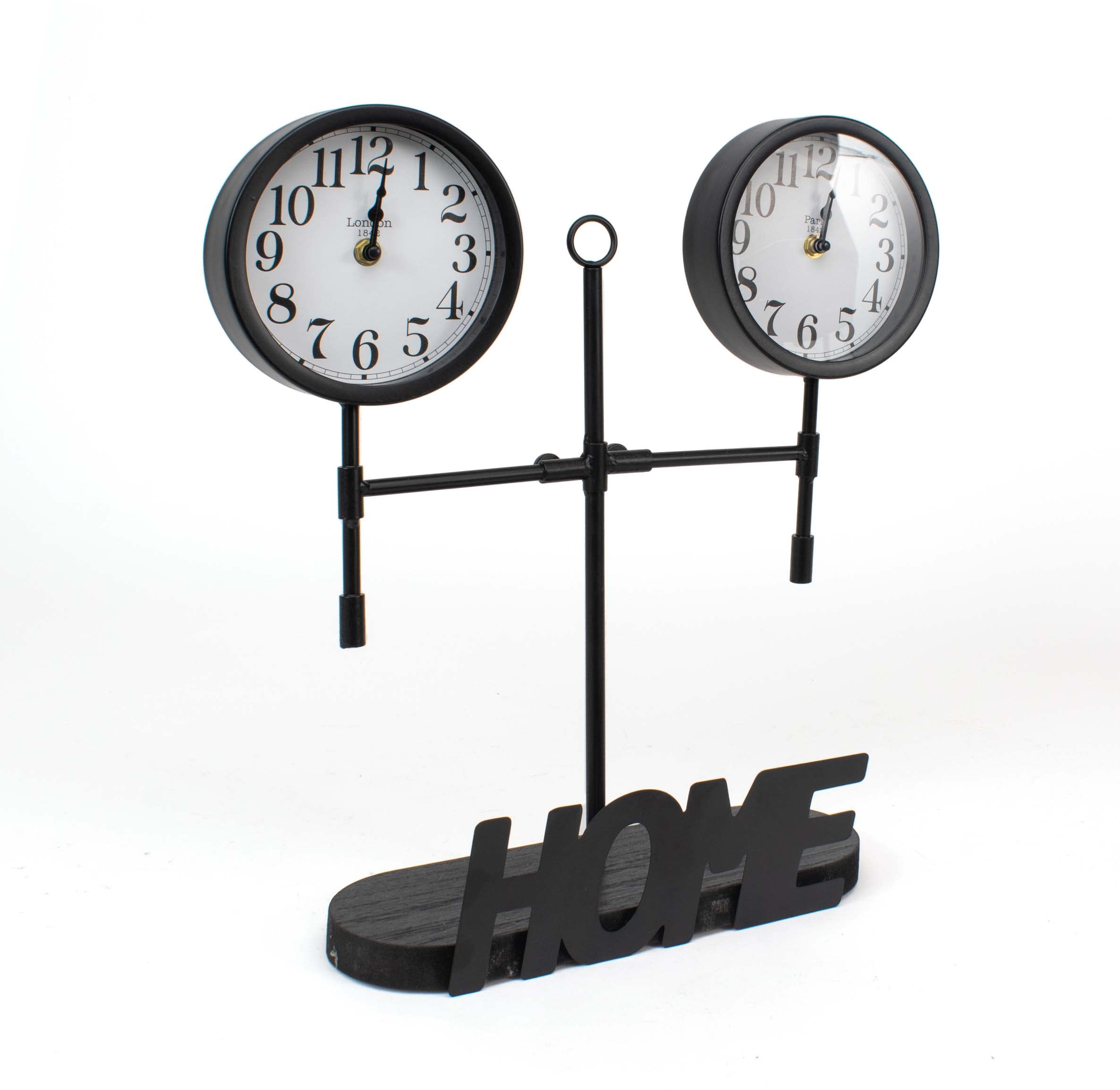 THE SECRET HOME Reloj Decorativo Analógico de Sobremesa en Madera y Metal - Ideal para Recibidor, Salón, Dormitorio - 42 x 40 x 10 cm (Modelo 4)