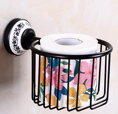 Miniatura 3 de Toalleros, estante de baño, cesta de papel higiénico, cesta de papel para colgar en la pared, cesta de almacenamiento de cobre negro para uso