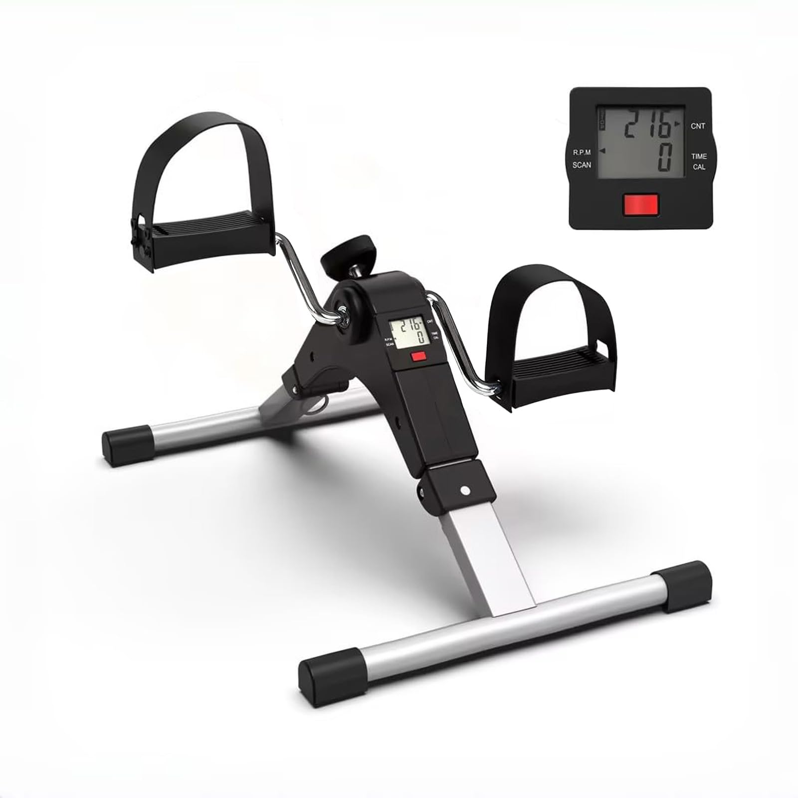 LEIVESTE Mini Cyclette Pieghevole da casa con Schermo LCD, Pedaliera seduta da Fitness per Casa e Ufficio, Allenamento Gambe e Braccia, Resistenza Regolabile, Pedali Antiscivolo (Nero)