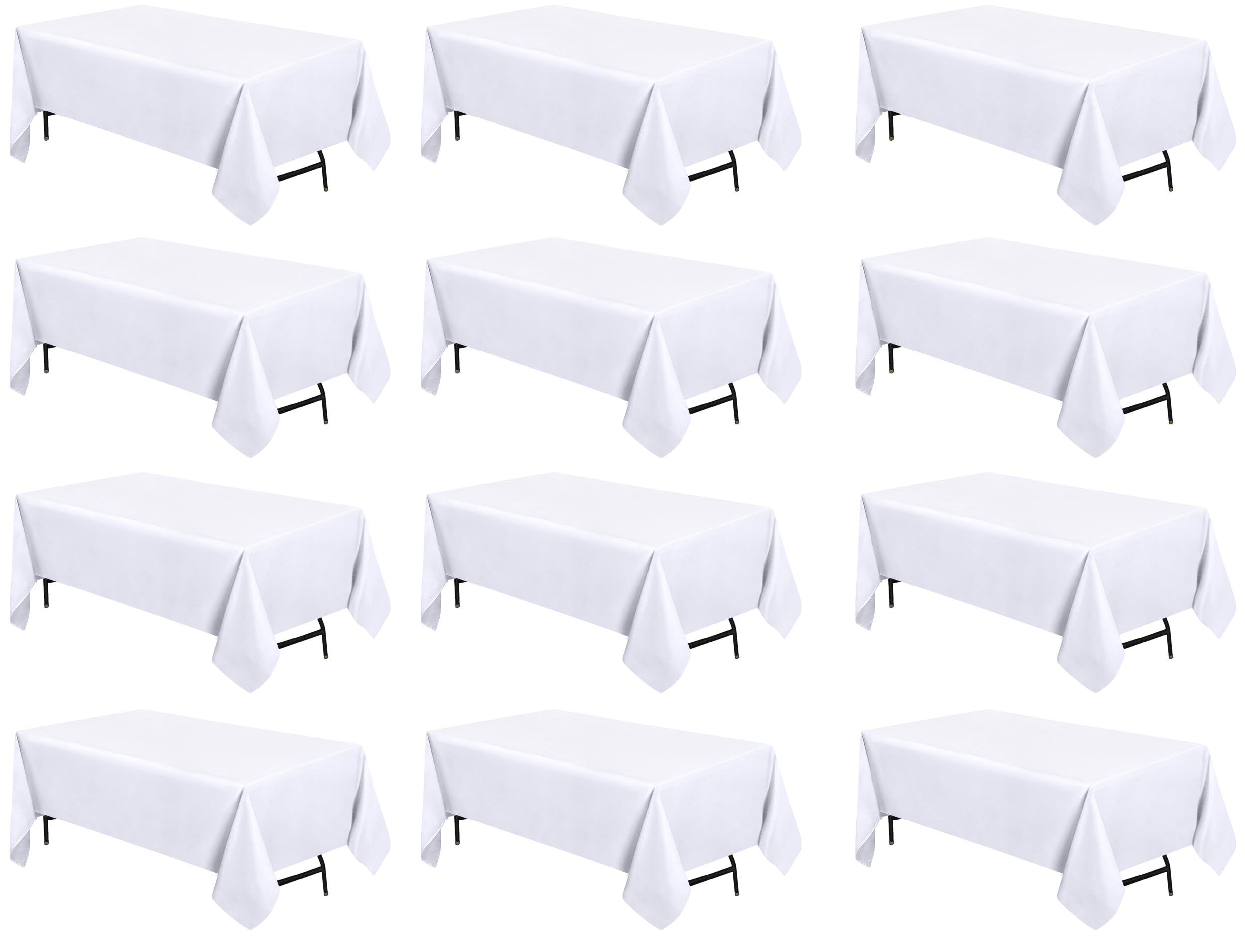 Utopia Kitchen Rectangle Tablecloth 140x240 cm - (Pack of 12) White Table Cover Machine Washable Table Cloth Perfect for Parties, Weddings and Festivals (55x95 inches)