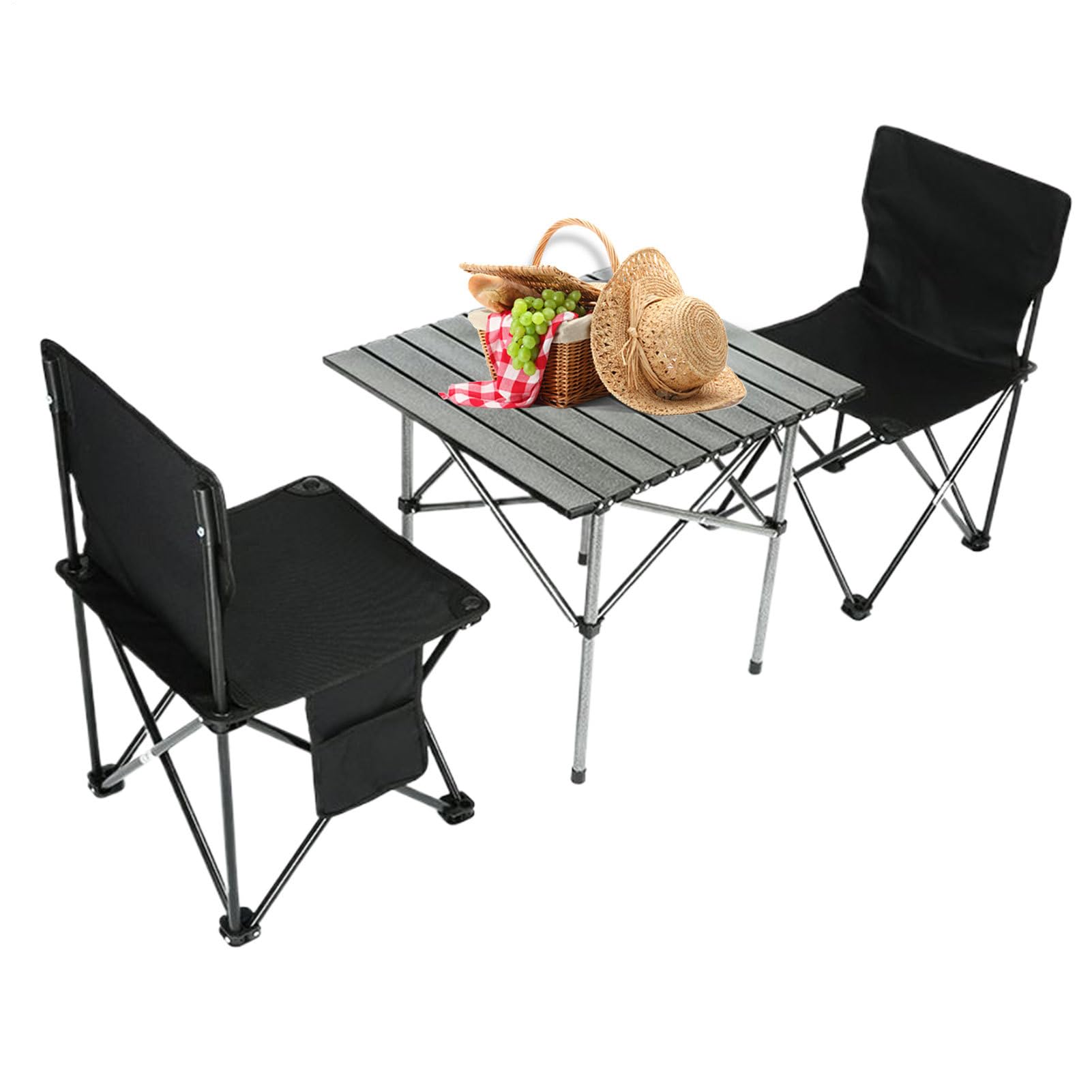 Oxford Camp Gear - Mesa de Camping Plegable, Mesa de Picnic Ligera y 2 sillas para Senderismo, Muebles de Exterior portátiles para Adultos, Barbacoa y Viajes