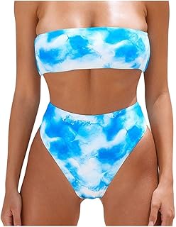 Bikini dividido para mujer, sexy, de color azul estampado, ropa deportiva para verano, poliéster 2021, azul, S