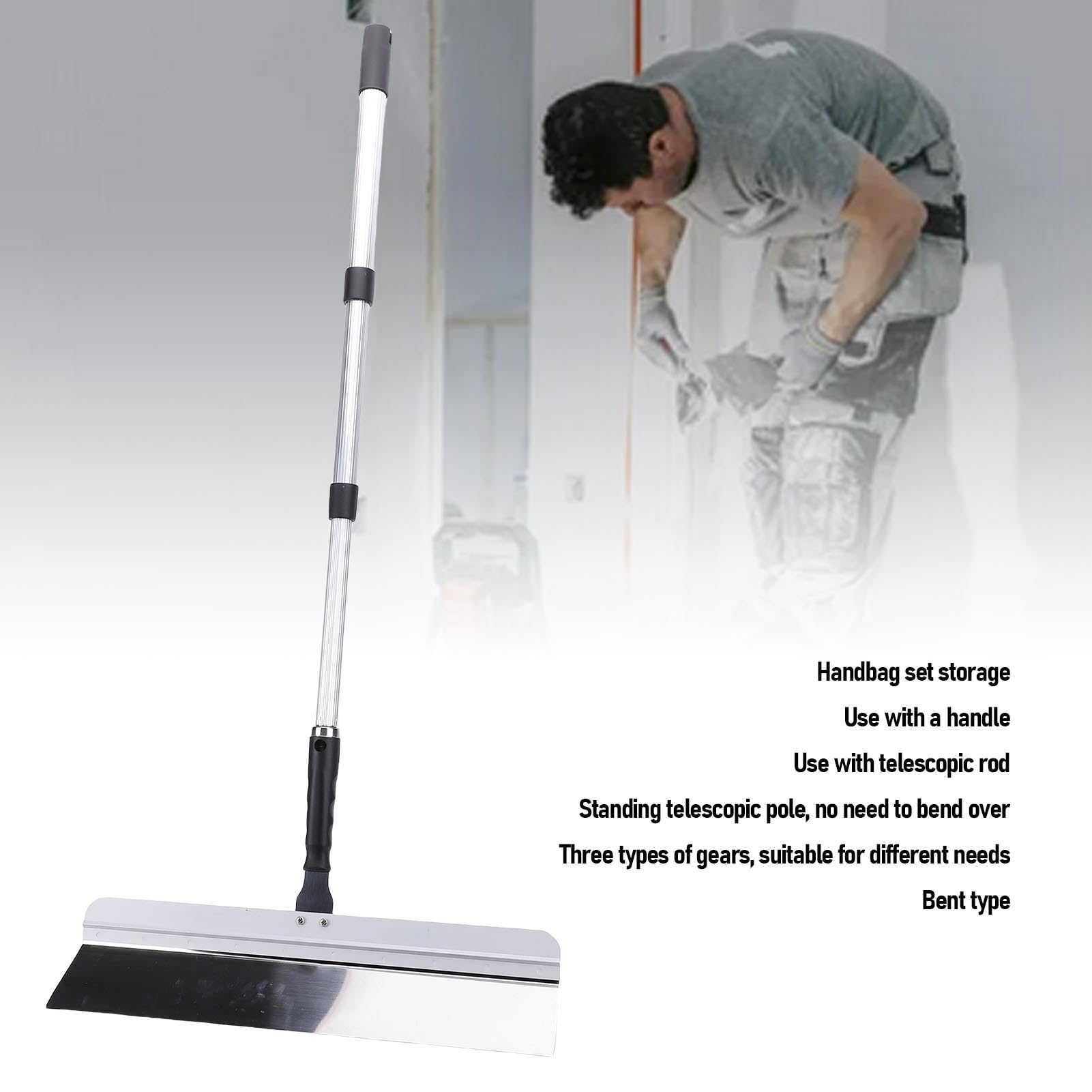 Herramienta de Nivelación de Pisos de Cemento, Rascador de Piso Autonivelante de 50-100 Cm con Estantes Reemplazables para Pintura de Piso, Cemento, Mortero, Construcción de Pavimentación
