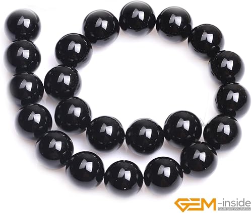 Miniatura 284 de GEM-Inside - Cuentas sueltas de piedra de lava negra natural de 0.315 in para hacer joyas, 15 pulgadas Cordierita de grado A