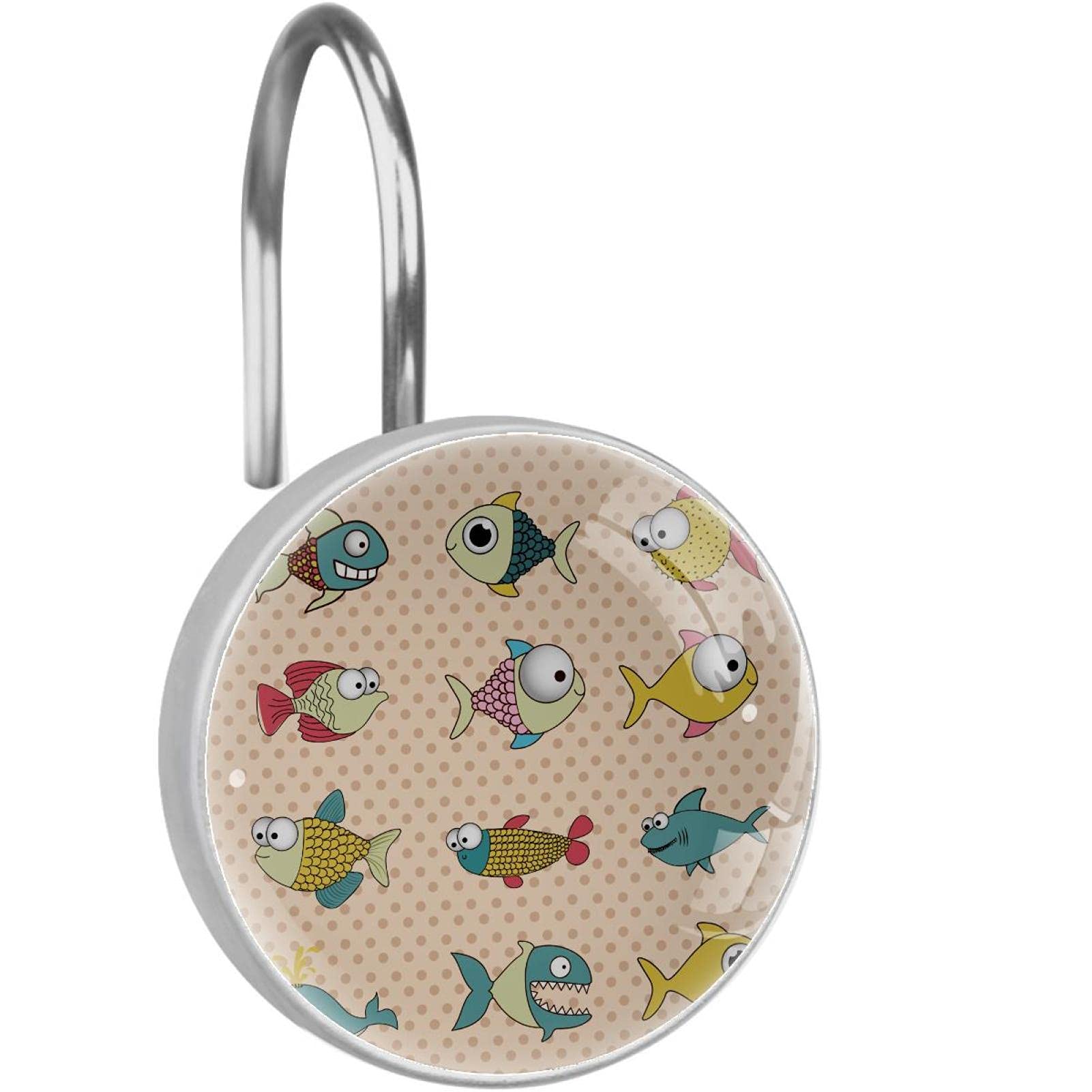 Crochets rideau de douche inox anti-rouille de qualité supérieure design poisson chic x12