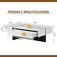 Vista 2 de Merax Mesa de centro rectangular contemporánea, superficie moderna de alto brillo, muebles de sala de estar, blanco y negro