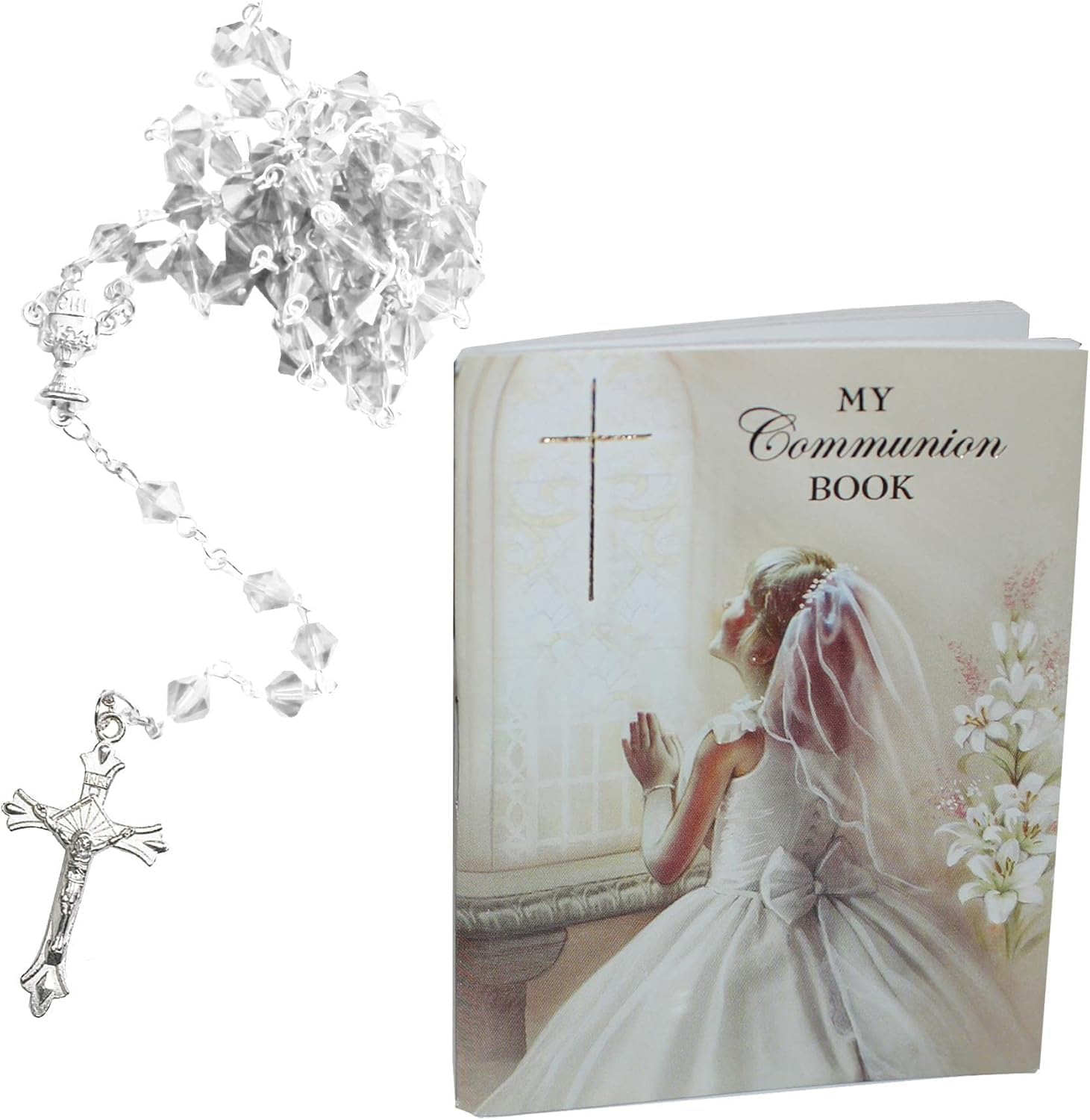 First Holy Communion Gift Set Prayer Book and Rosary - Girl/Clear C6042 0424