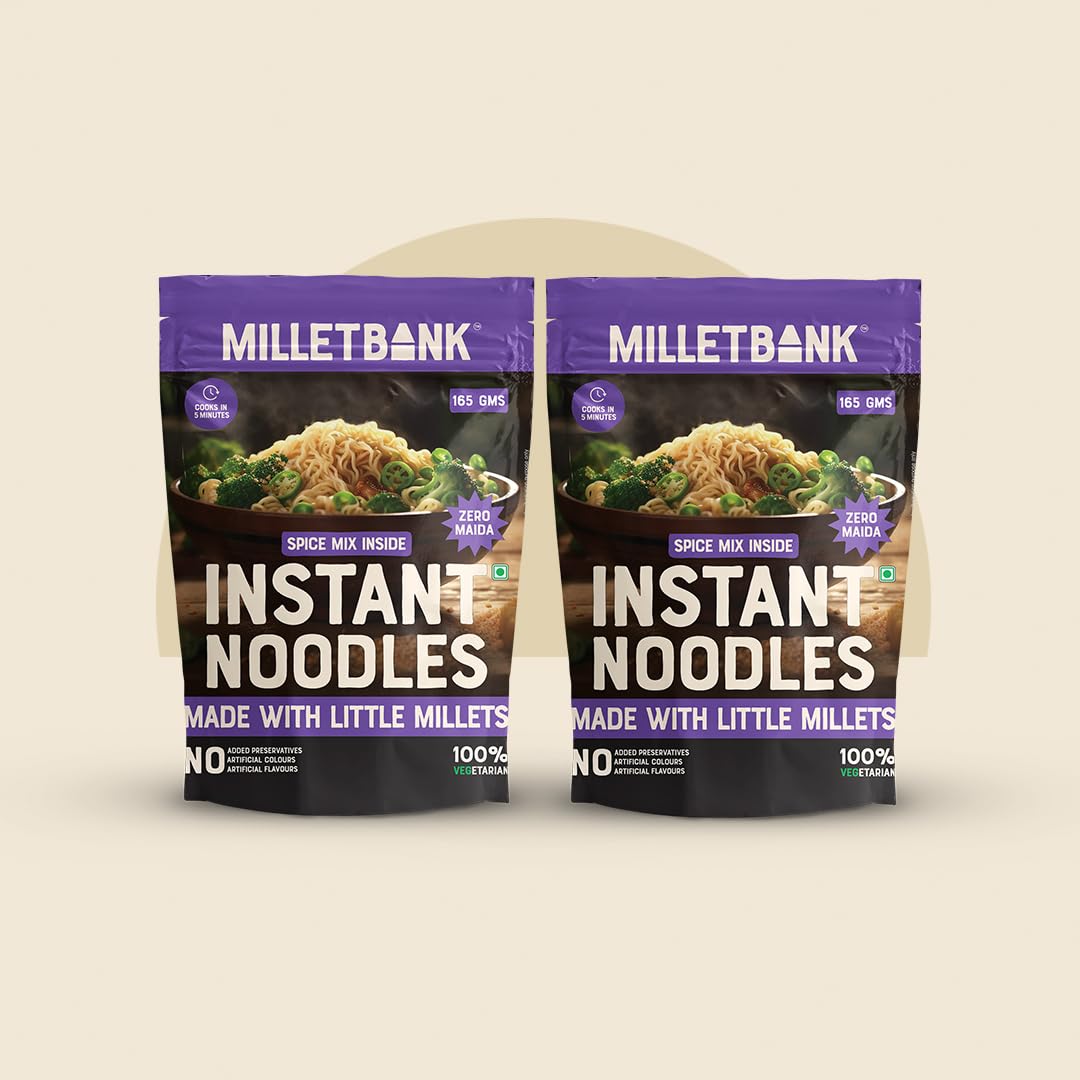 Millet Bank No Maida Instant Little Millet Noodles | NO MSG | NOT FRIED | 165g x 2 |