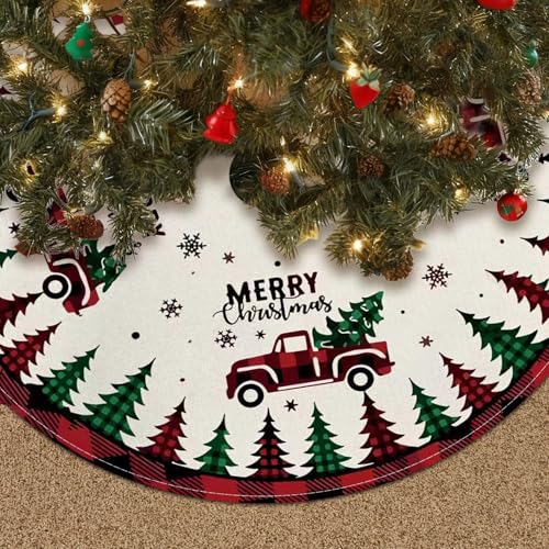 Weihnachtsbaum-Rock 90cm mit Weihnachtsbaum-Muster - Runde...
