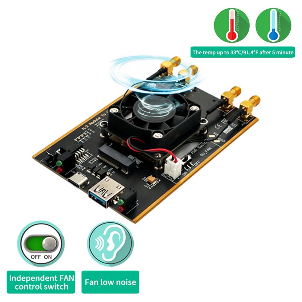 MóDulo M.2 NGFF 4G/5G A Adaptador USB 3.0 Convertidor de Tarjeta WiFi M2 Placa Elevadora con Antena Enfriador Ventilador Ranura para Tarjeta SIM