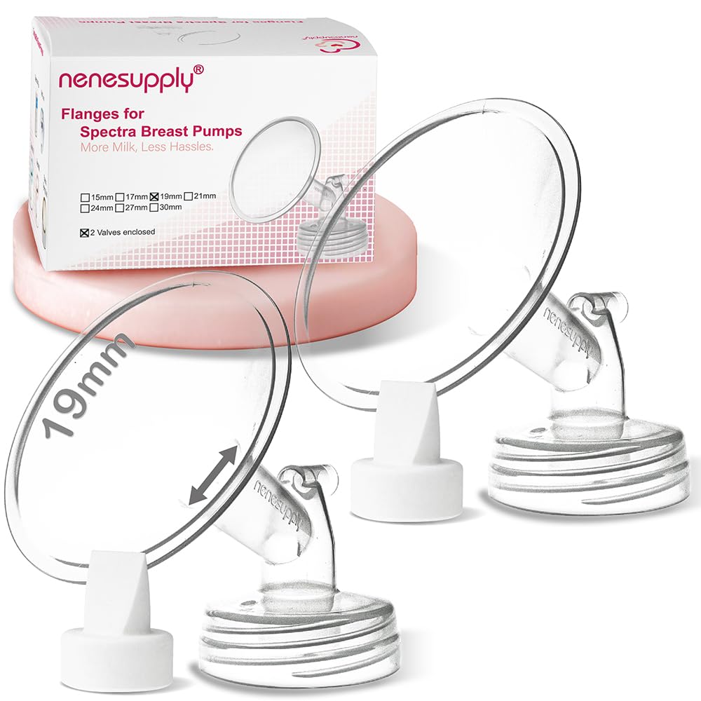 Nenesupply 19mm 2 pc Flanges Duckbill Valves Compatible with Spectra S2 S1 9 Plus Synergy Gold Breastpump Replacement to Spectra Pump Parts Flange